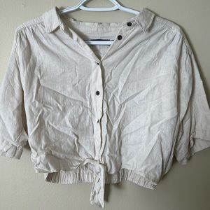 BDG Urban Outfitters cream short sleeve crop top